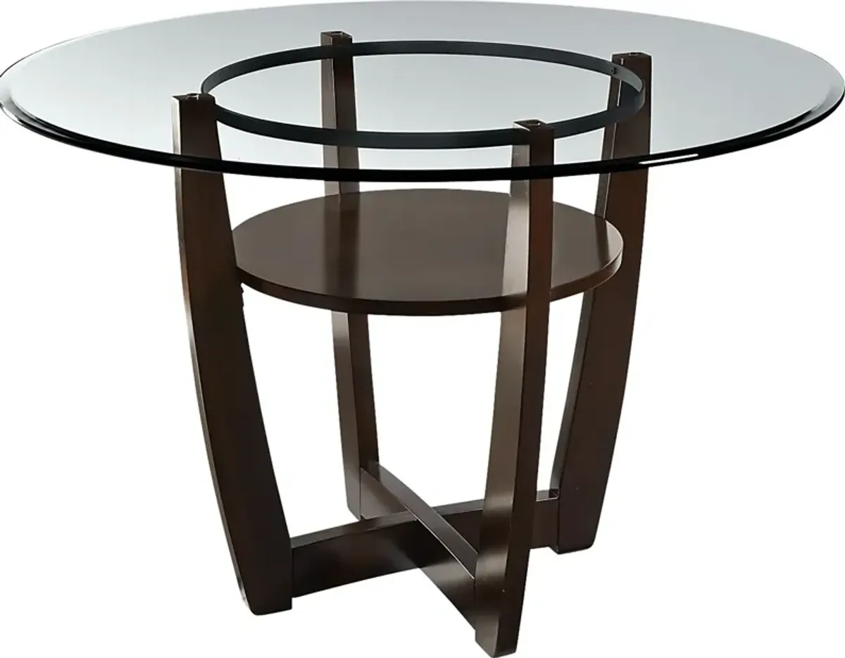 Ciara Espresso 5 Pc 54" Round Counter Height Dining Set with Red Stools