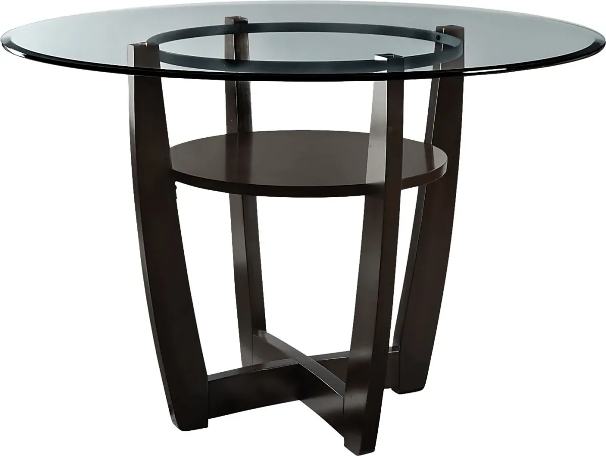 Ciara Espresso 5 Pc 54" Round Counter Height Dining Set with Red Stools