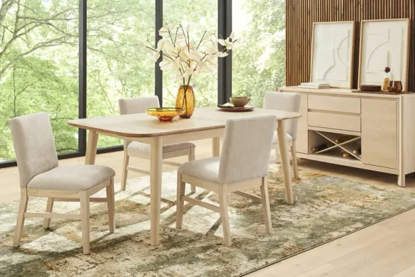 Julian Natural 5 Pc Dining Room with Cloud Upholstered Chairs
