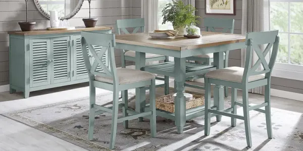 Spring Cottage Blue 6 Pc Counter Height Dining Set