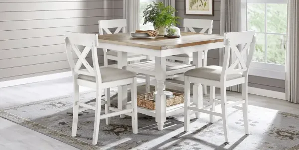 Spring Cottage White 6 Pc Counter Height Dining Set