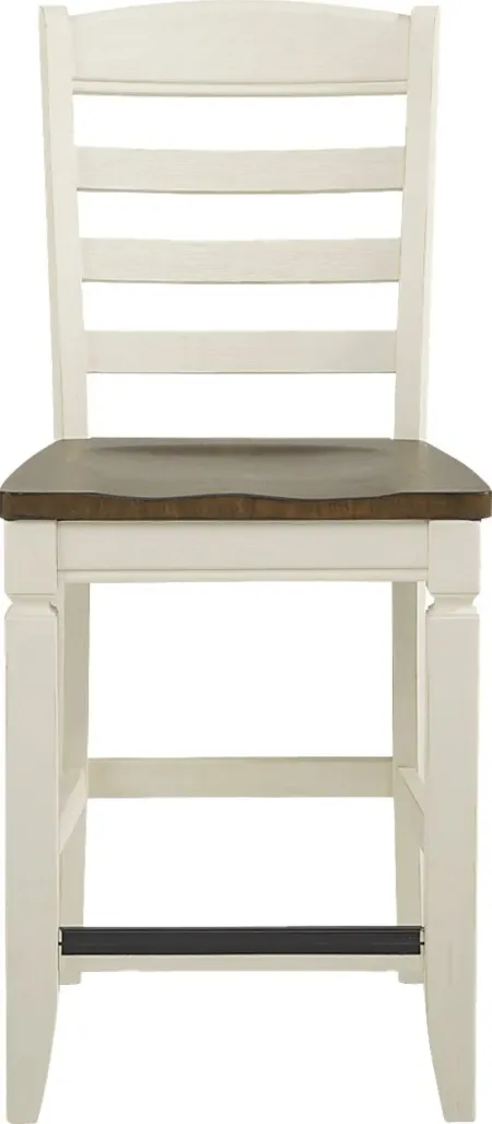 Country Lane Antique White Ladder Back Counter Height Stool