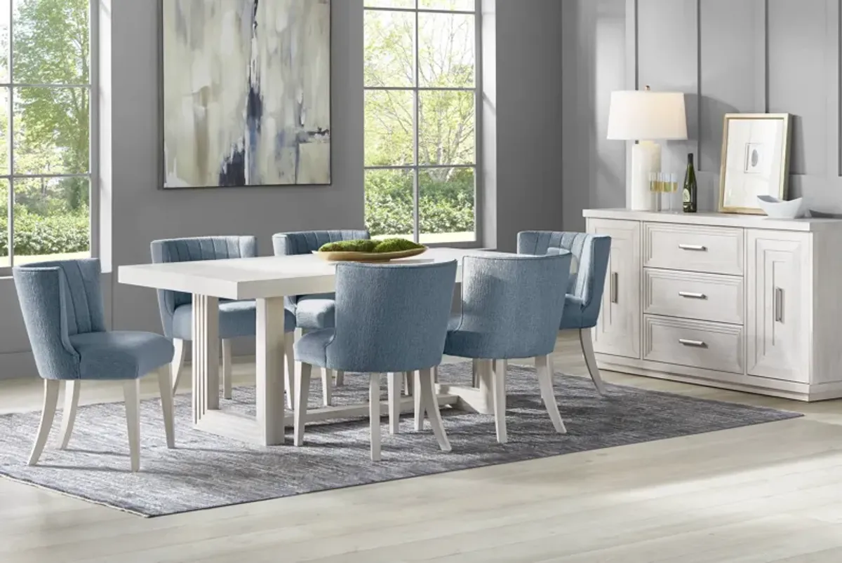 Royal Park Ivory 5 Pc Dining Room with Blue Upholstered Chairs