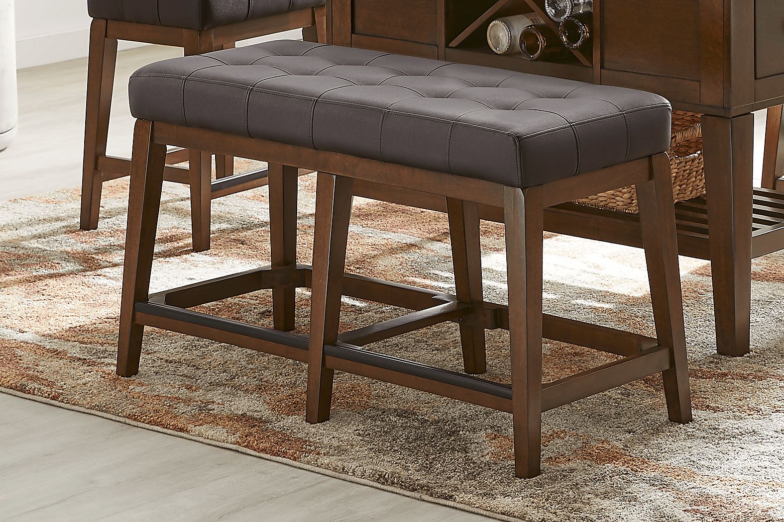 Walstead Place Brown 6 Pc Counter Height Dining Room with Brown Bench