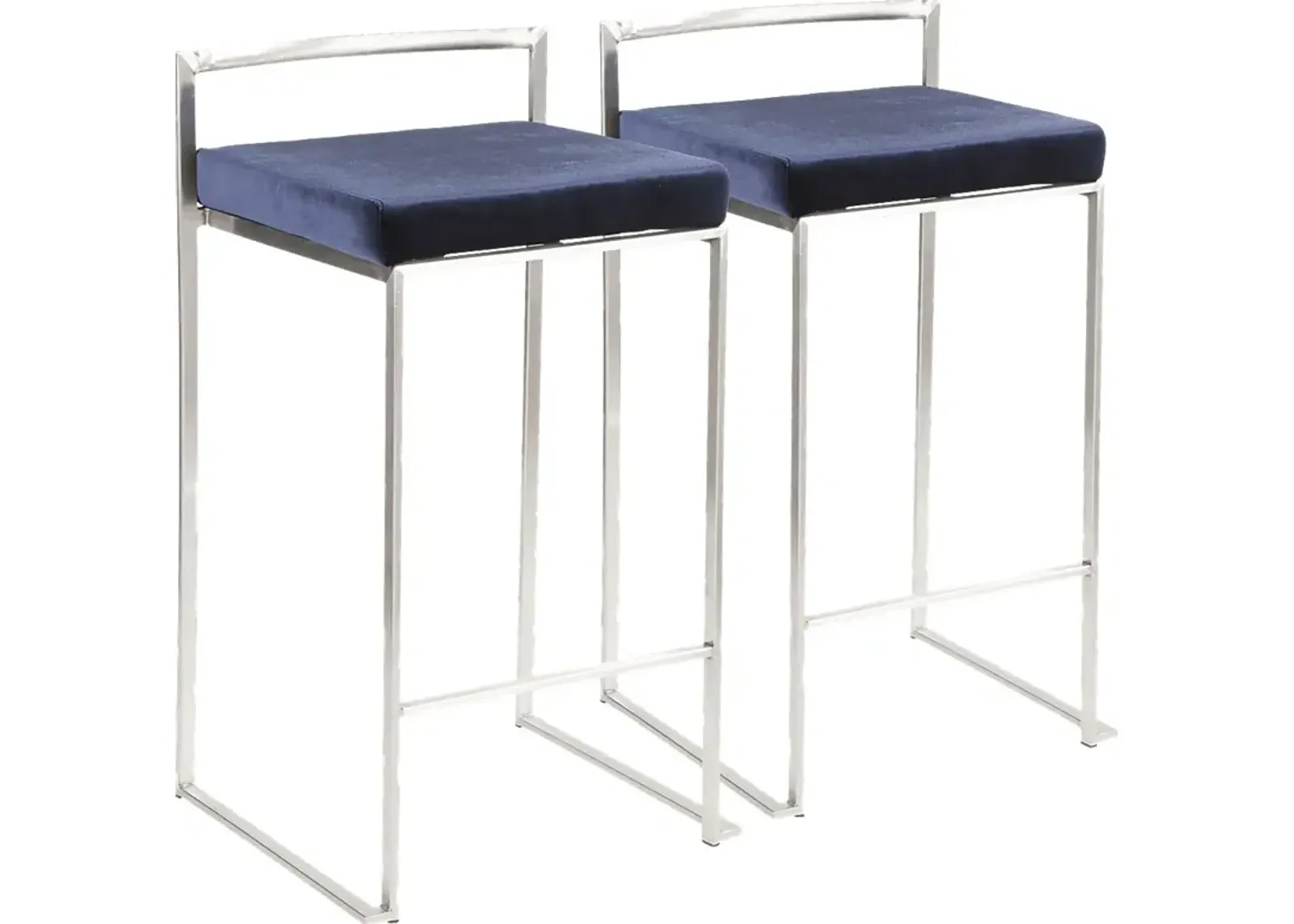 Sora Blue Silver Counter Height Stool (Set of 2)