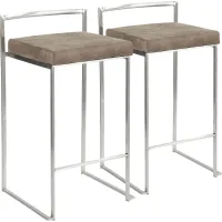 Sora Brown Silver Counter Height Stool (Set of 2)