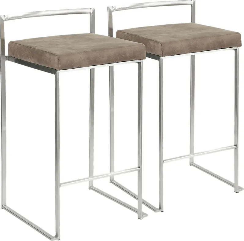 Sora Brown Silver Counter Height Stool (Set of 2)