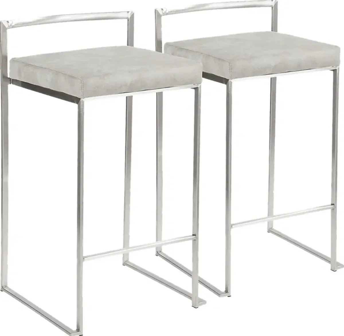 Sora Gray Silver Counter Height Stool (Set of 2)