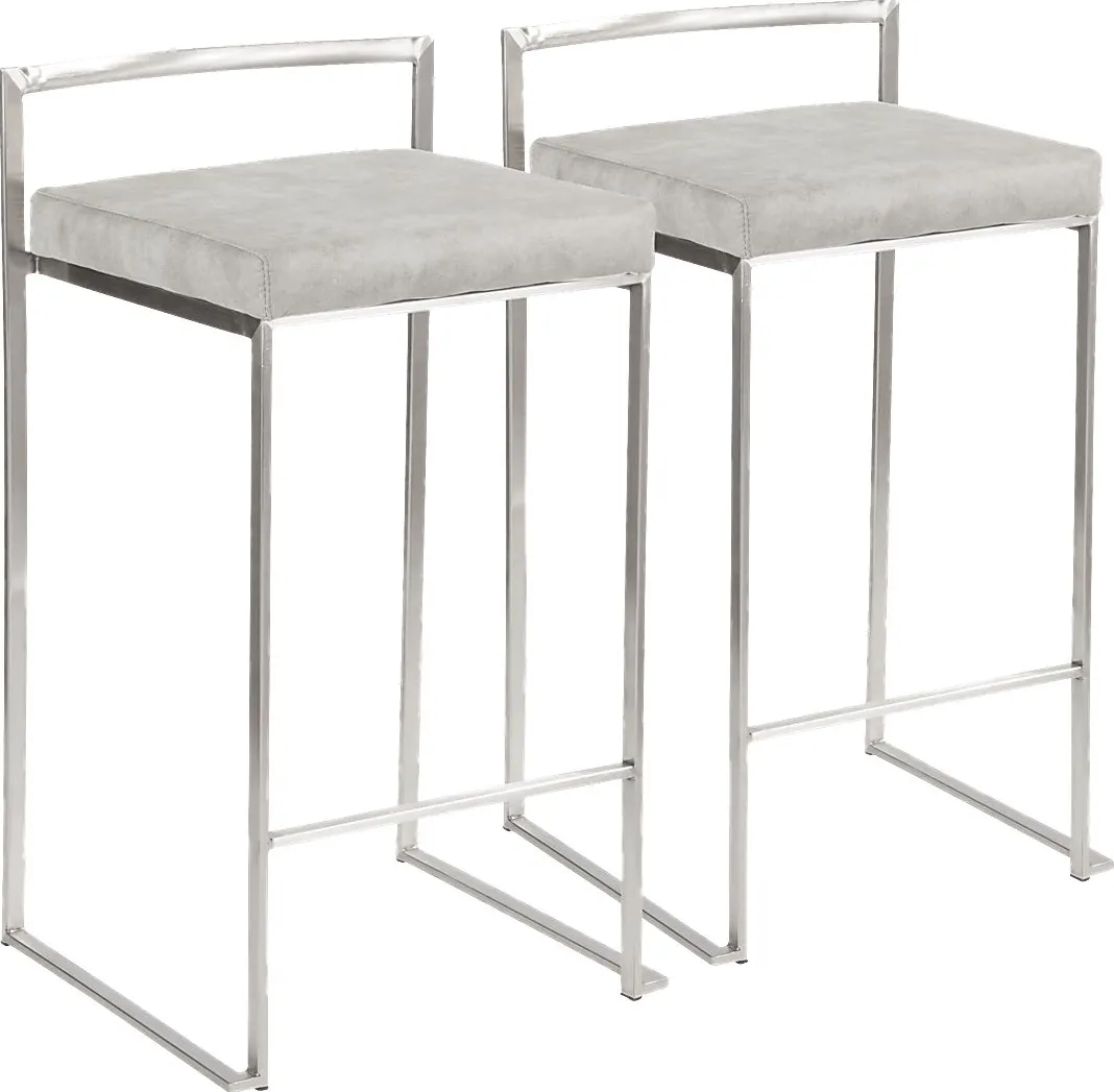 Sora Gray Silver Counter Height Stool (Set of 2)