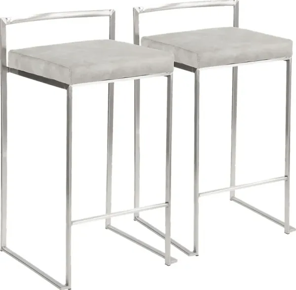 Sora Gray Silver Counter Height Stool (Set of 2)