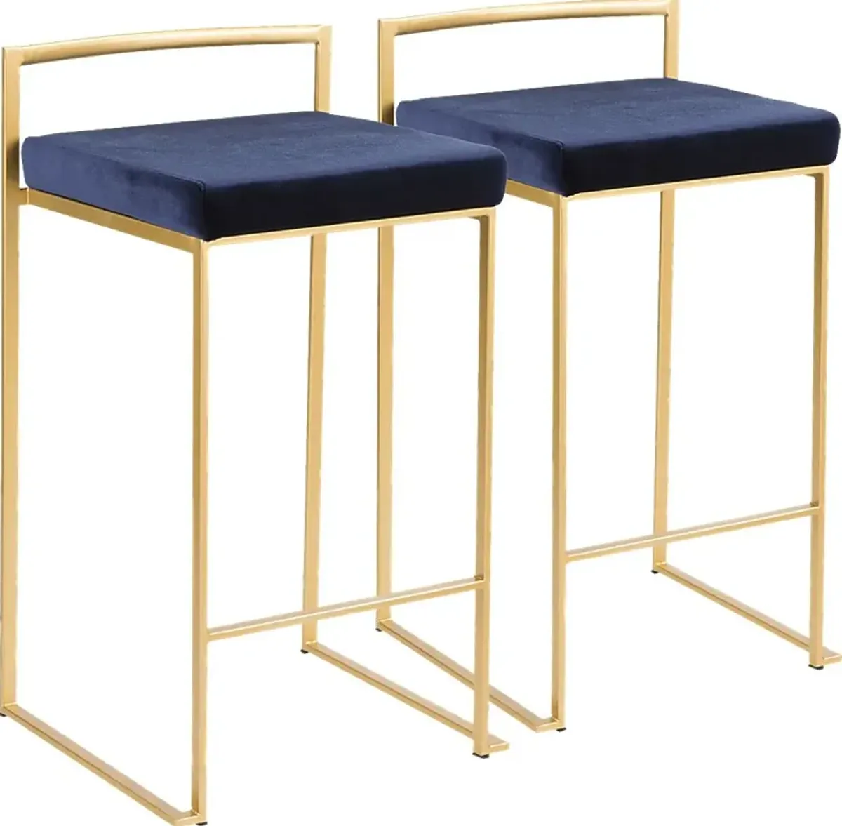 Sora Blue Gold Counter Height Stool (Set of 2)