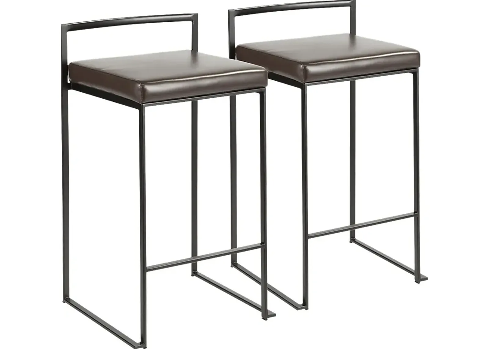 Sora Brown Chrome Counter Height Stool (Set of 2)