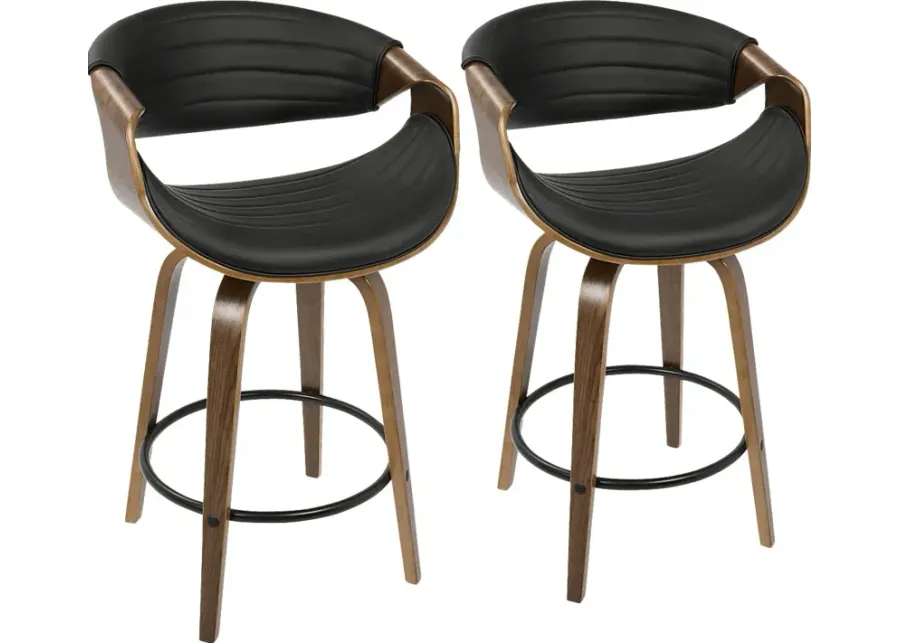 Symphony Place Black Counter Height Swivel Stool (Set of 2)