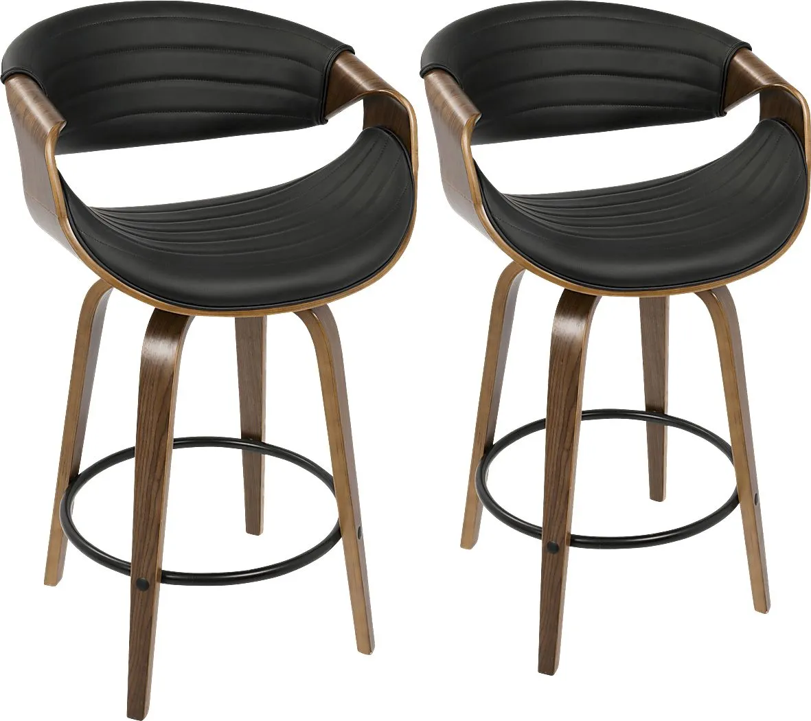 Symphony Place Black Counter Height Swivel Stool (Set of 2)