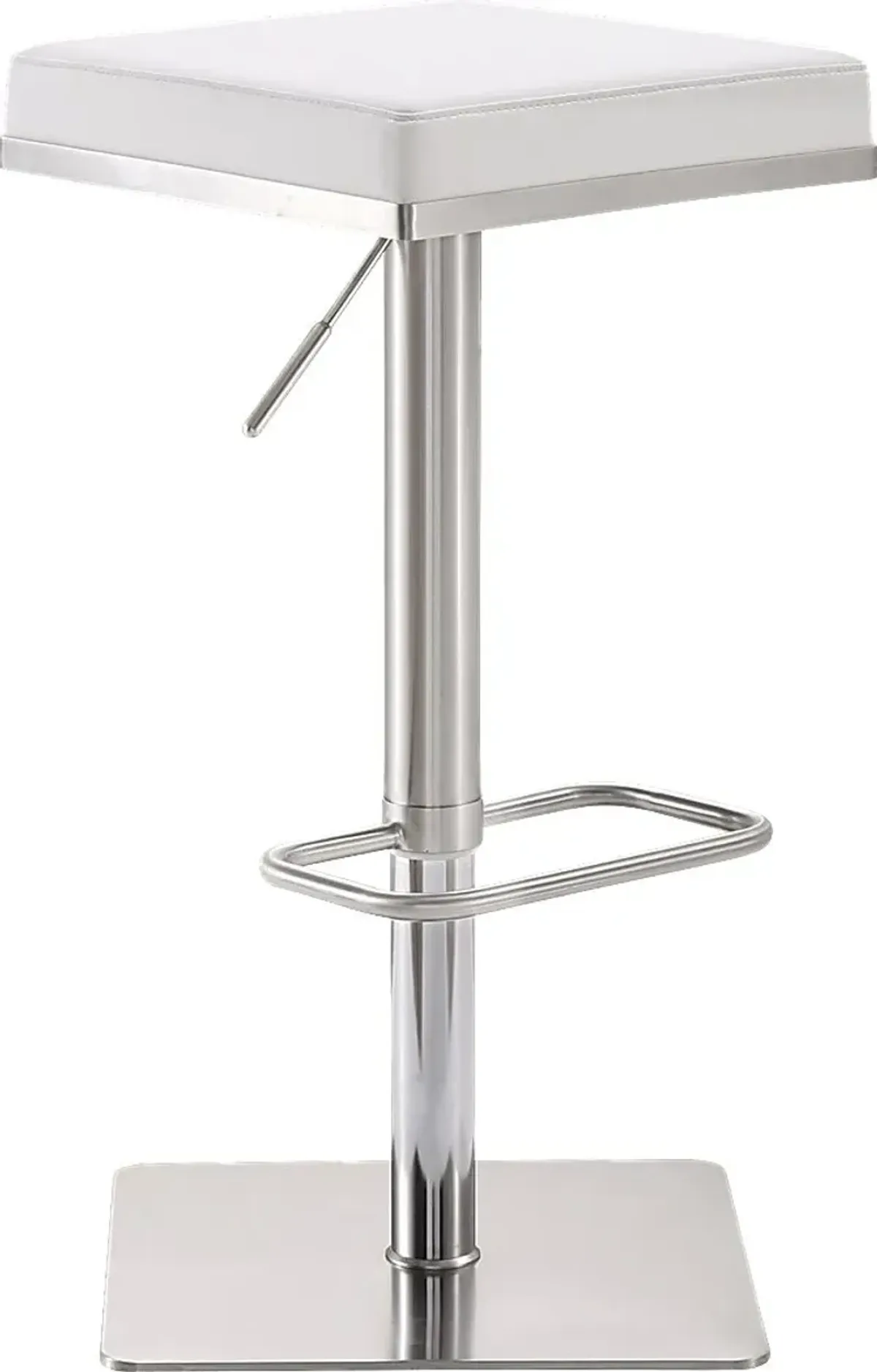 Bari White Adjustable Swivel Barstool