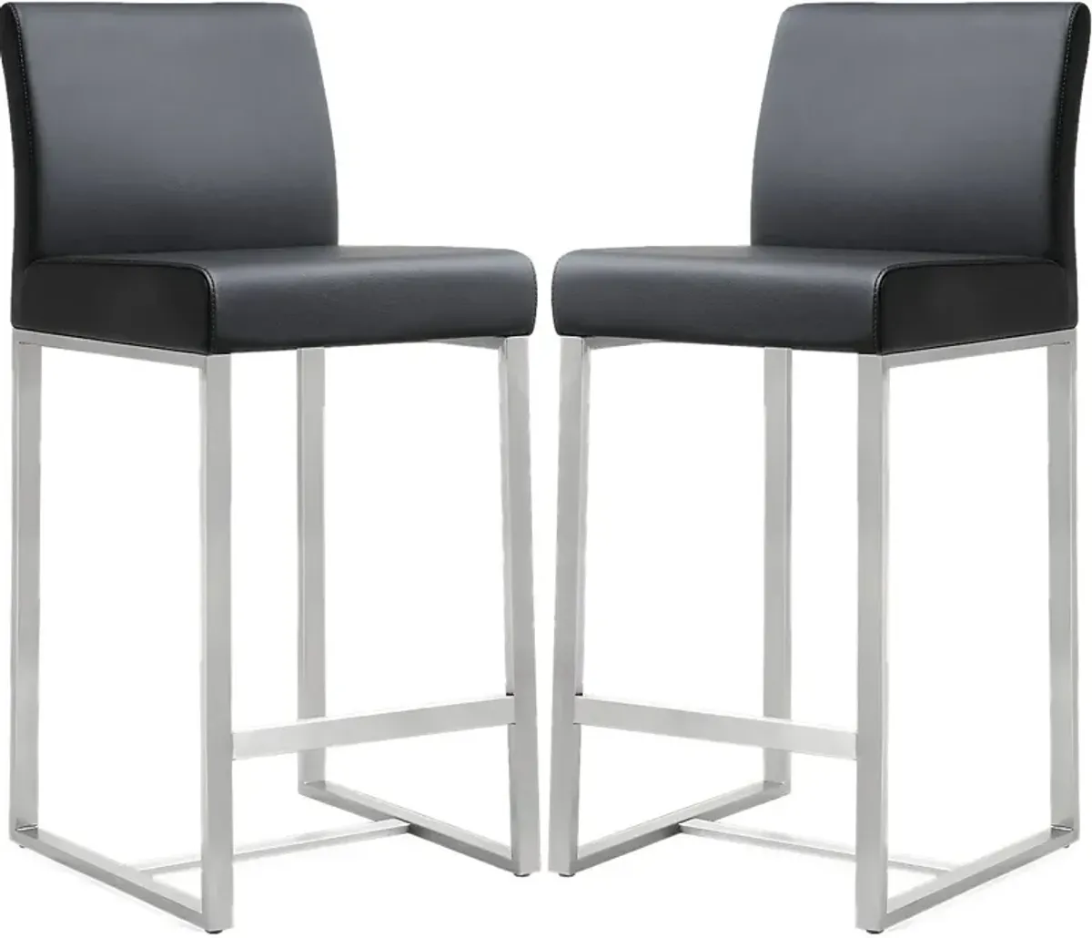 Silas Black Counter Height Stools (Set of 2)