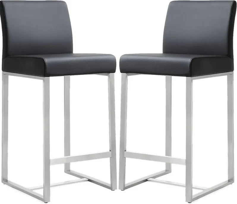 Silas Black Counter Height Stools (Set of 2)