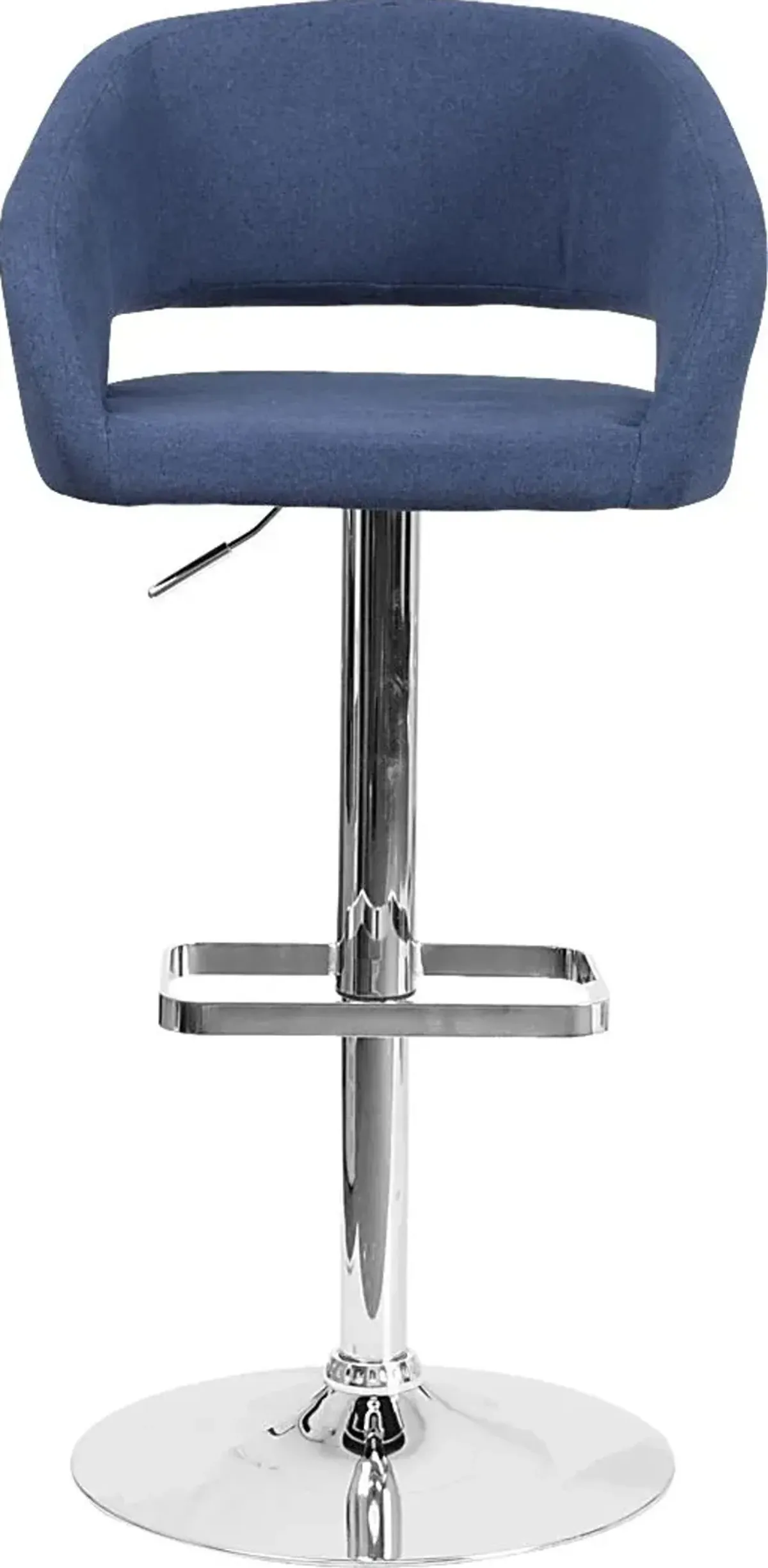 Corley Blue Plush Adjustable Swivel Barstool