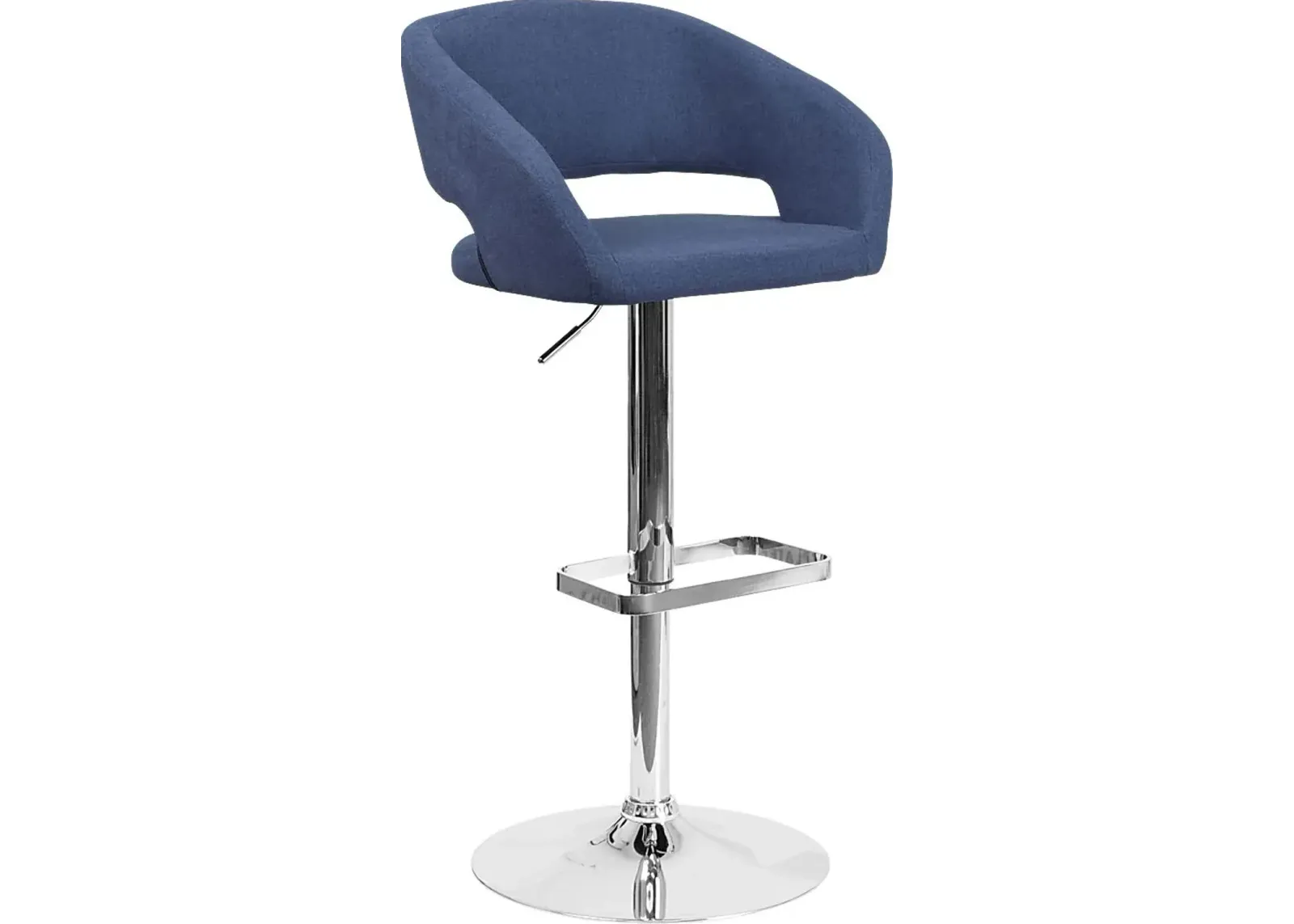 Corley Blue Plush Adjustable Swivel Barstool