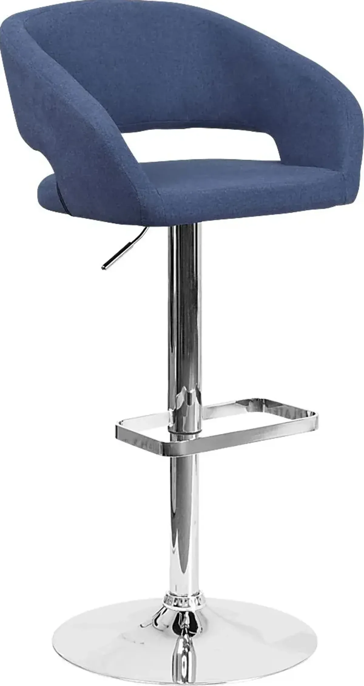 Corley Blue Plush Adjustable Swivel Barstool