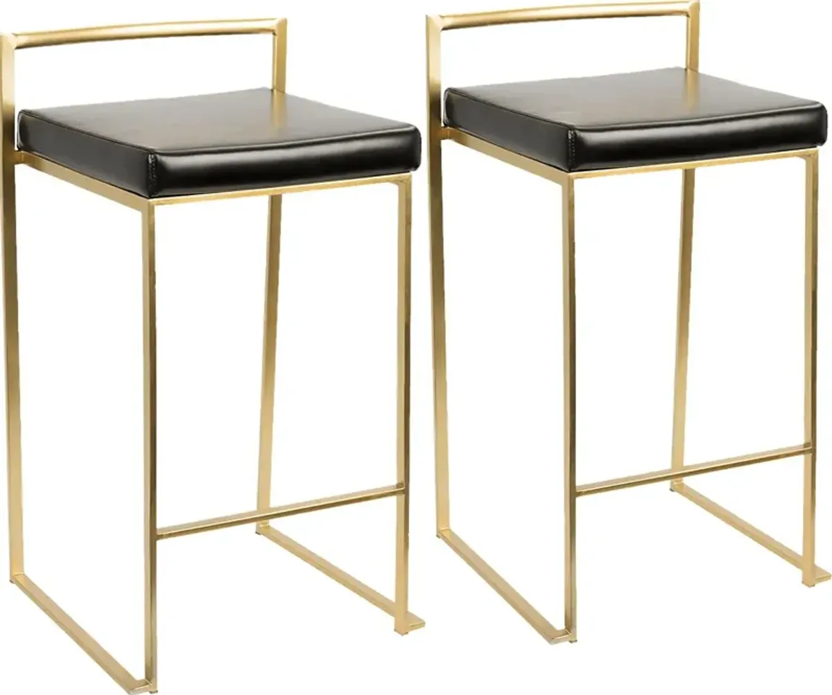 Sora Black Gold Counter Height Stool (Set of 2)