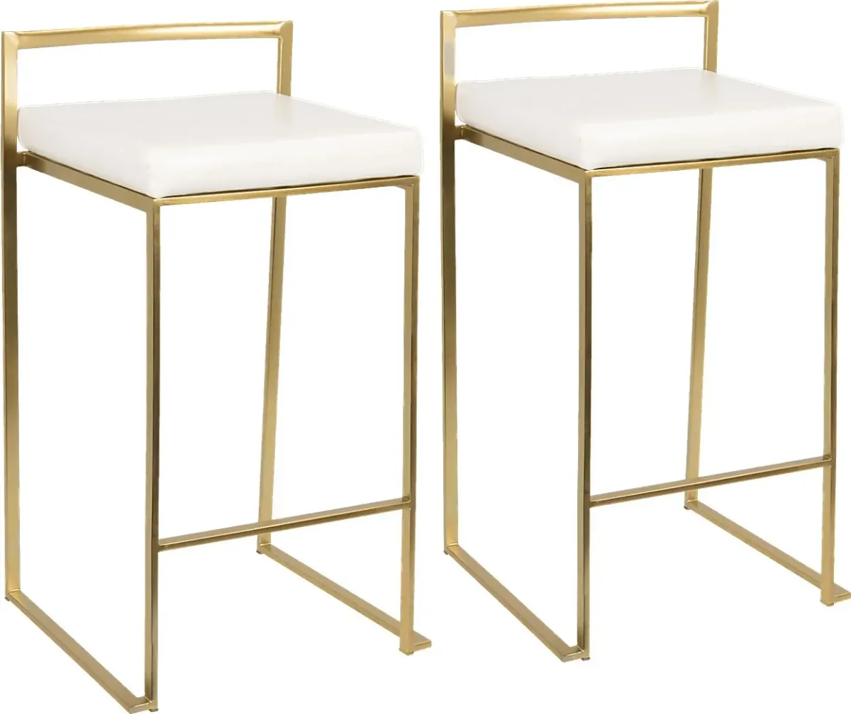 Sora White Gold UltraHyde Counter Height Stool (Set of 2)