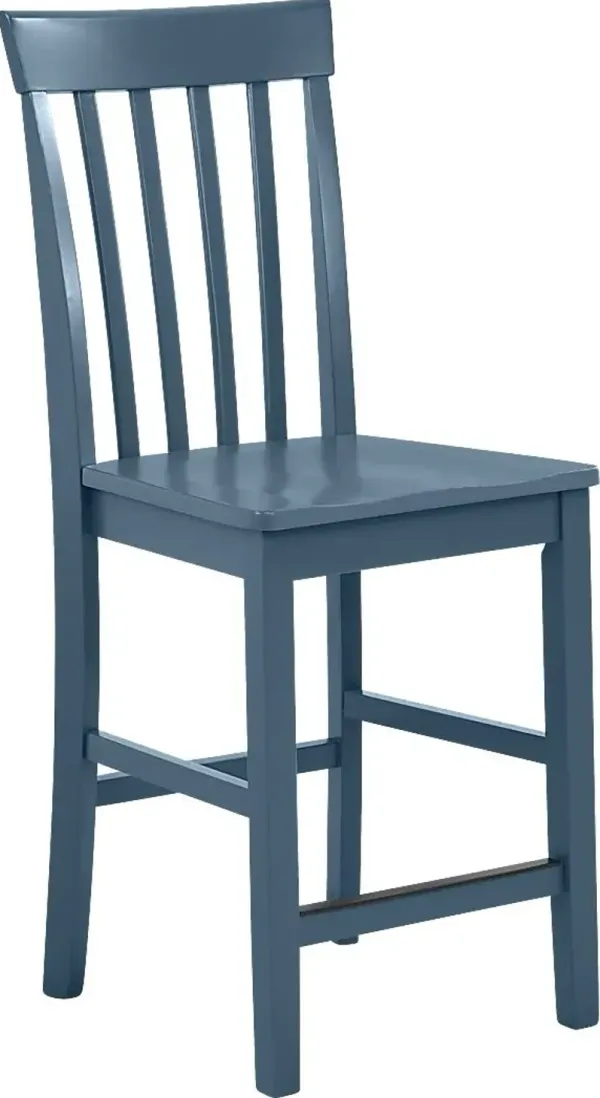 Concord Blue Counter Height Slat Back Stool