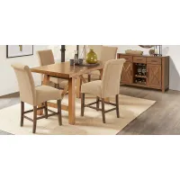 Acorn Cottage Brown 5 Pc Counter Height Dining Room with Brown Stools