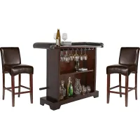 Galeno Cherry 3 Pc Bar Set with Brown Barstools