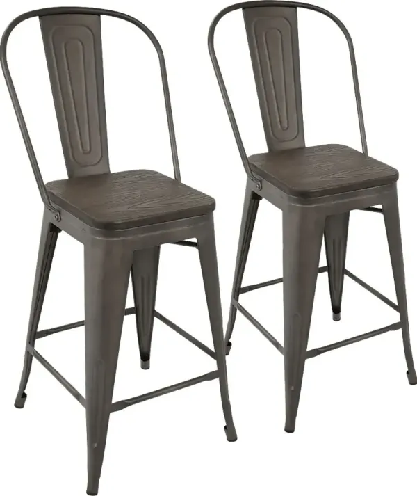 Aldersyde Espresso High Back Counter Height Stool (Set of 2)