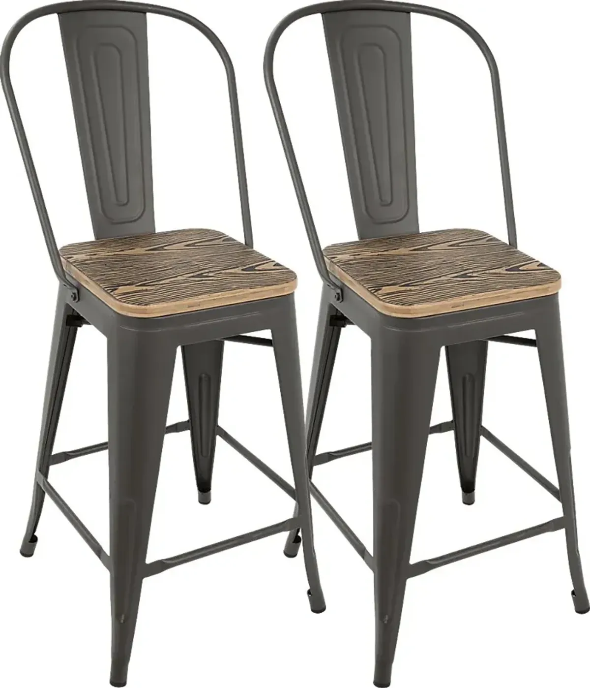 Aldersyde Brown High Back Counter Height Stool (Set of 2)