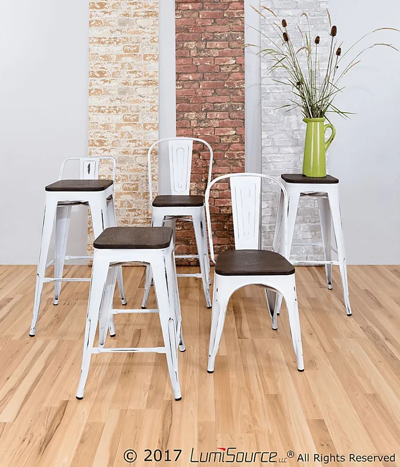 Aldersyde White High Back Counter Height Stool (Set of 2)