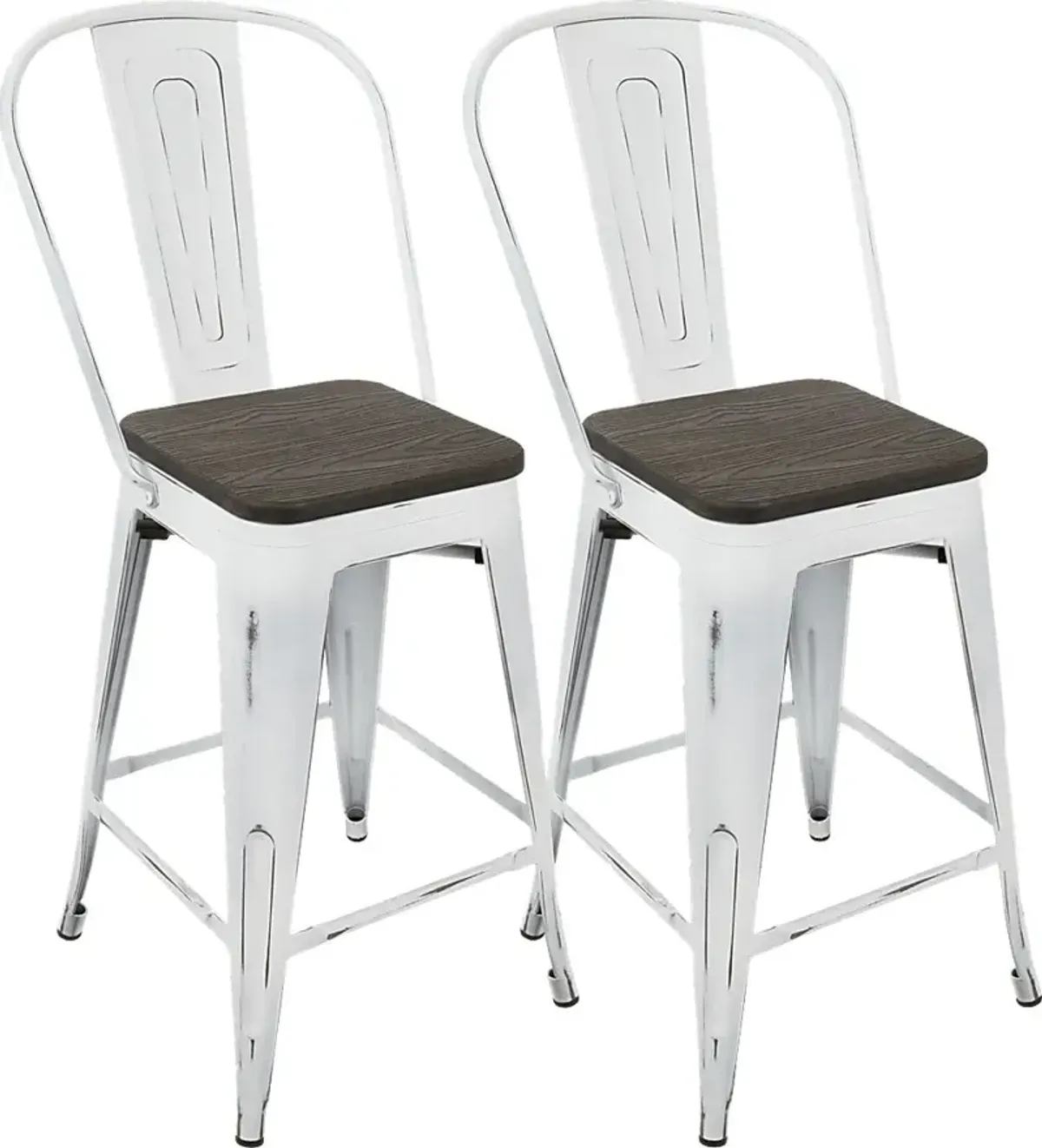 Aldersyde White High Back Counter Height Stool (Set of 2)