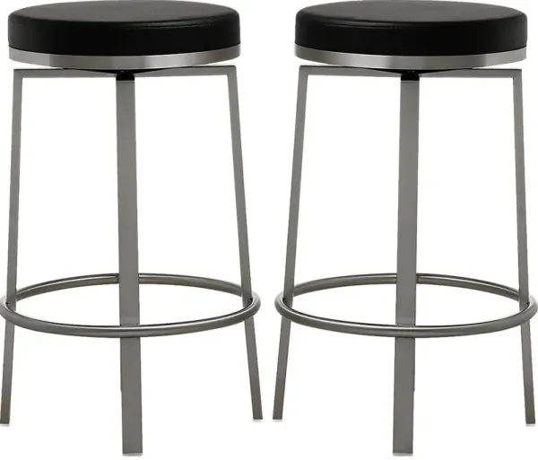 Rourke Black Counter Height Swivel Stool, Set of 2