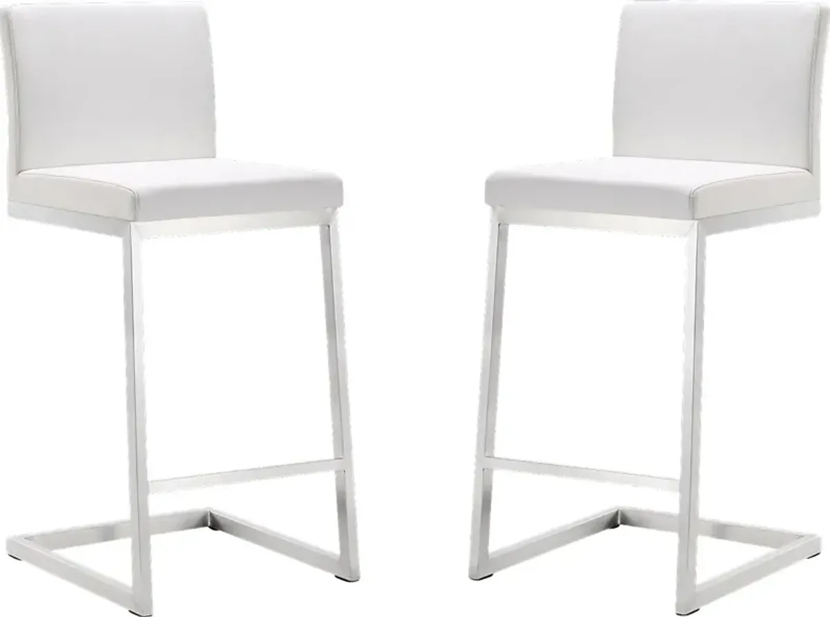 Polaris White Counter Height Stool, Set of 2