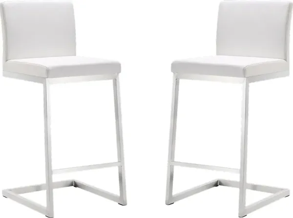 Polaris White Counter Height Stool, Set of 2