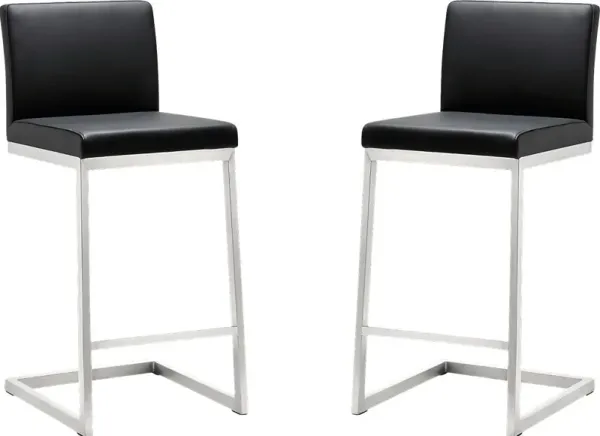 Polaris Black Counter Height Stool, Set of 2