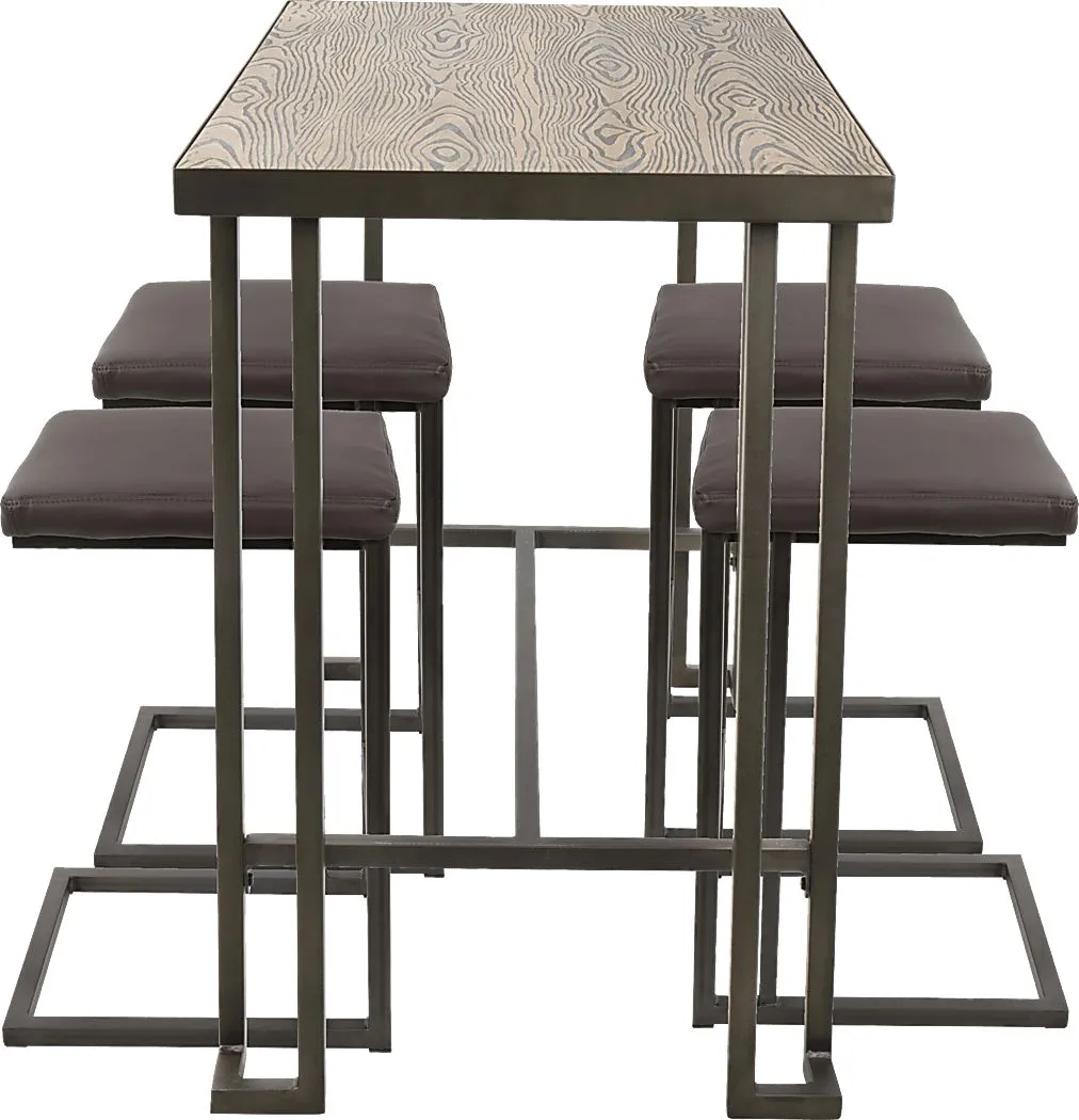 Rutland Brown 5 Pc Counter Height Table Set