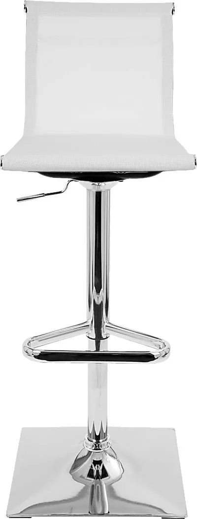 Avrum White Chrome Adjustable Swivel Barstool