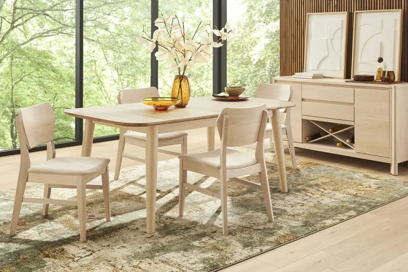 Julian Natural 5 Pc Dining Room with Panel Back Chairs