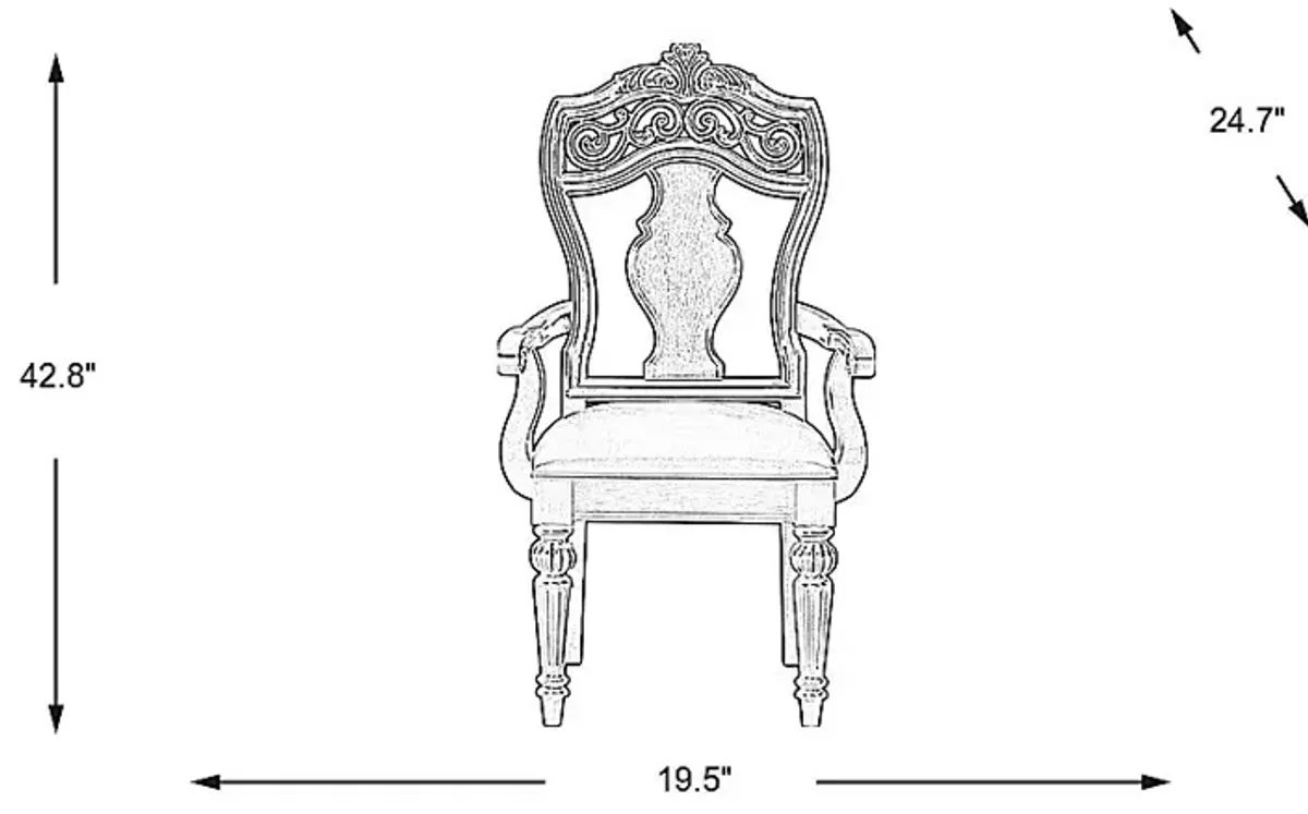 Handly Manor Pecan Wood Back Arm Chair