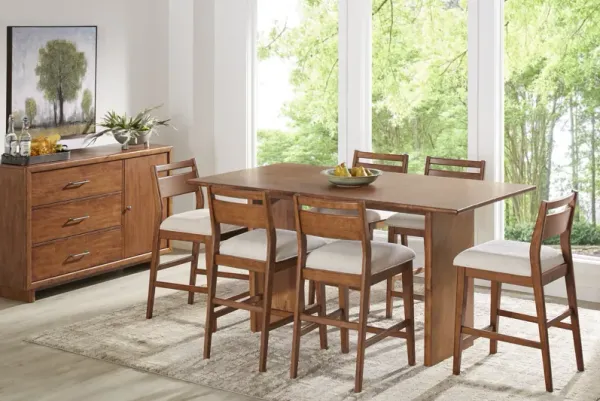 Surrey Ellis Brown 7 Pc Counter Height Dining Room with Panel Back Stools