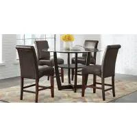 Ciara Espresso 5 Pc 48" Counter Height Dining Set with Brown Stools
