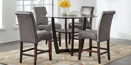 Ciara Espresso 5 Pc 48"" Counter Height Dining Set with Charcoal Stools