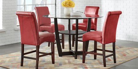 Ciara Espresso 5 Pc 48"" Counter Height Dining Set with Red Stools
