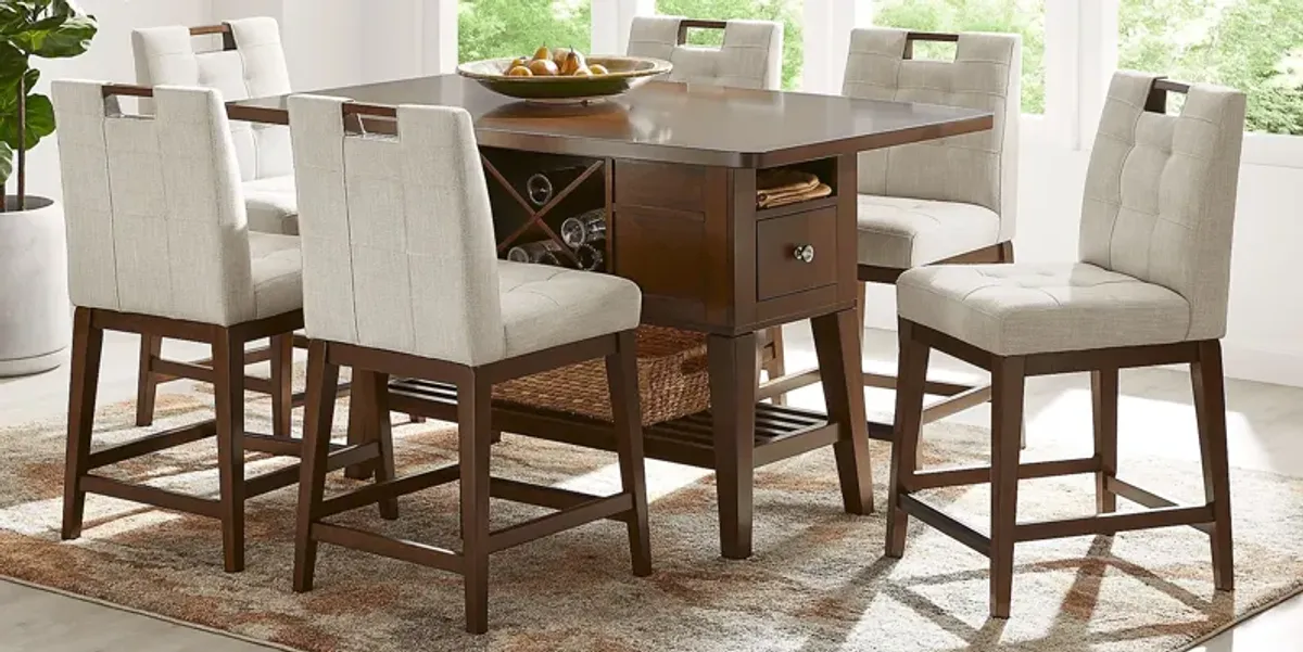 Walstead Place Brown 5 Pc Counter Height Dining Room with Beige Barstools