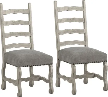 Pine Manor Gray Ladder Back Side Chair, Set of 2