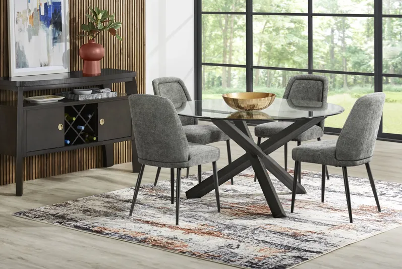 Axia Black 5 Pc Round Dining Room with Charcoal Chairs