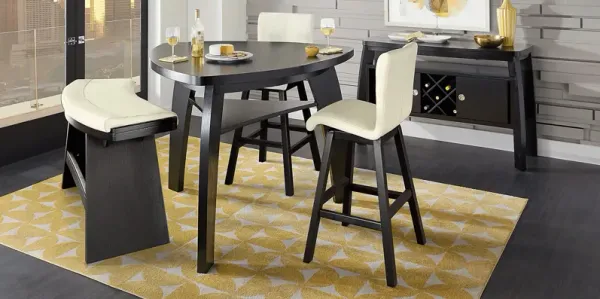 Cider Creek Chocolate 4 Pc Bar Height Dining Room with Vanilla Stools and Curved Bench