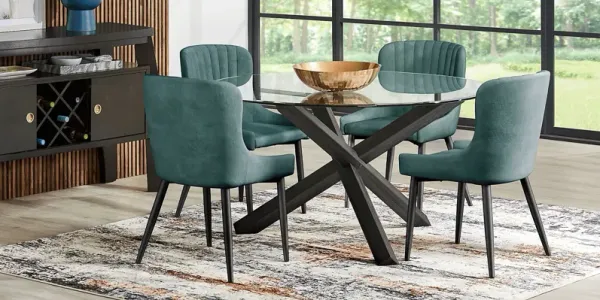 Hollybrooke Black 5 Pc Round Dining Room with Ink Chairs